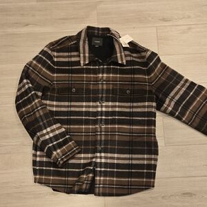Vince Dark Brown Plaid Shirt